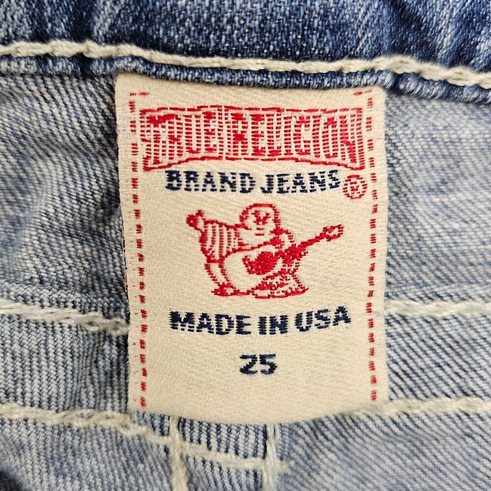True Religion Shorts Womens 25 Bermuda Denim Knee Length Embroidered - Picture 8 of 12